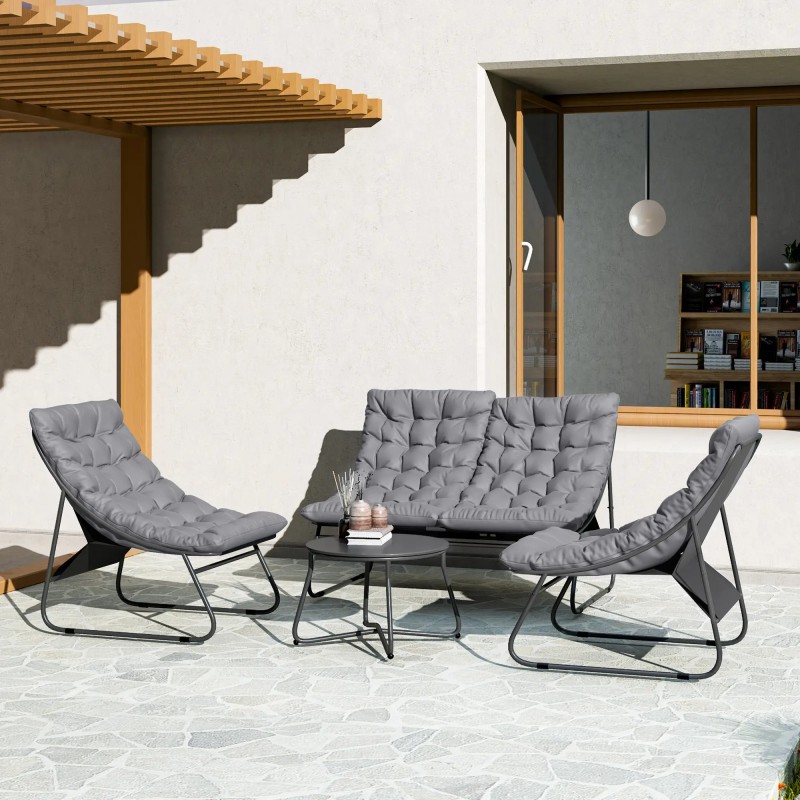 Conjunto Jardín 4 Plazas con Sofá y Sillones