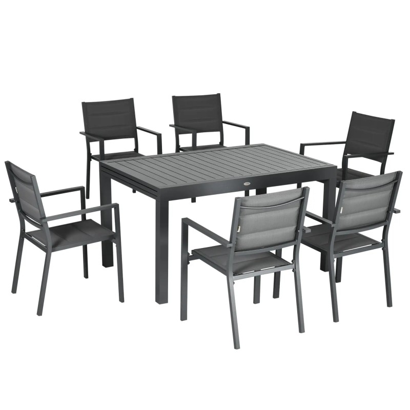 Conjunto de Jardín 9 Piezas Mesa Extensible y 8 Sillas