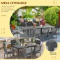 Conjunto de Jardín 9 Piezas Mesa Extensible y 8 Sillas