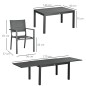 Conjunto de Jardín 9 Piezas Mesa Extensible y 8 Sillas