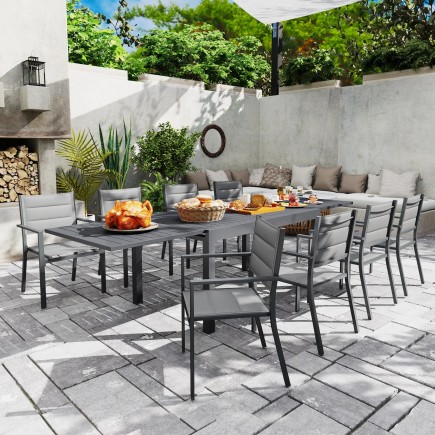 Conjunto de Jardín 9 Piezas Mesa Extensible y 8 Sillas