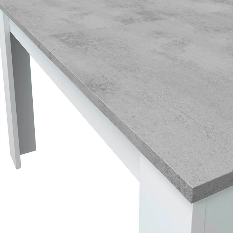Mesa de Comedor Extensible Blanco y Cemento 140-190 cm