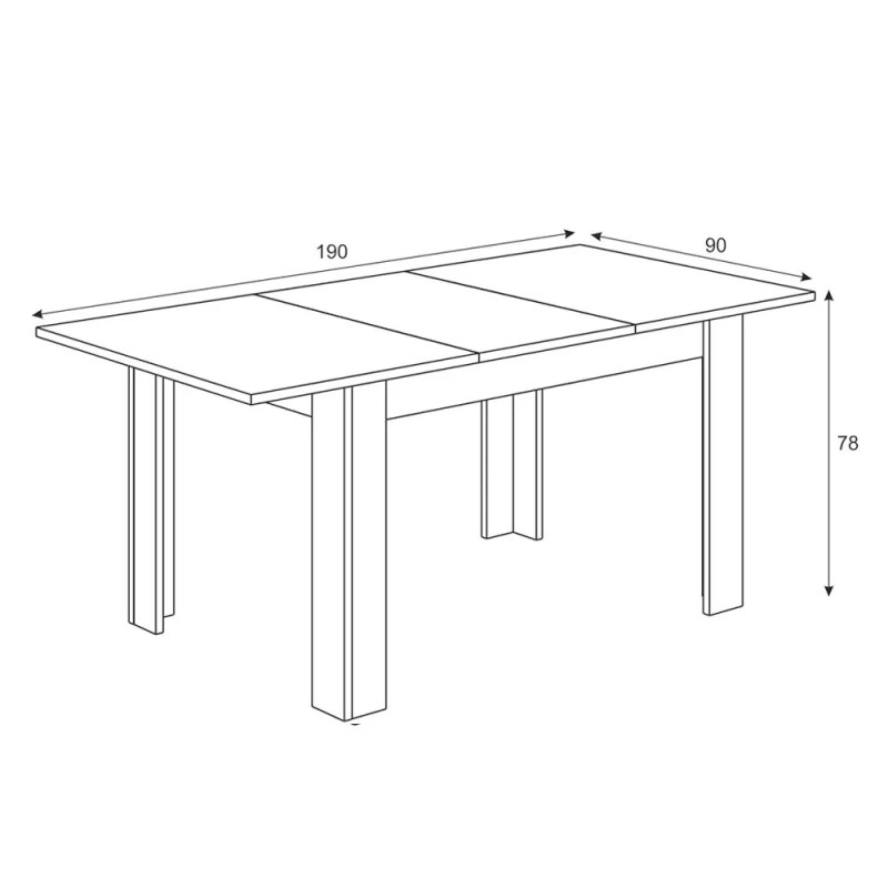 Mesa de Comedor Extensible Blanco y Roble 140 a 190 cm