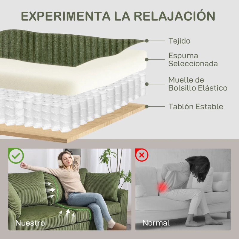 Sofá de 3 Plazas Tapizado  | Muebles Tam Tam