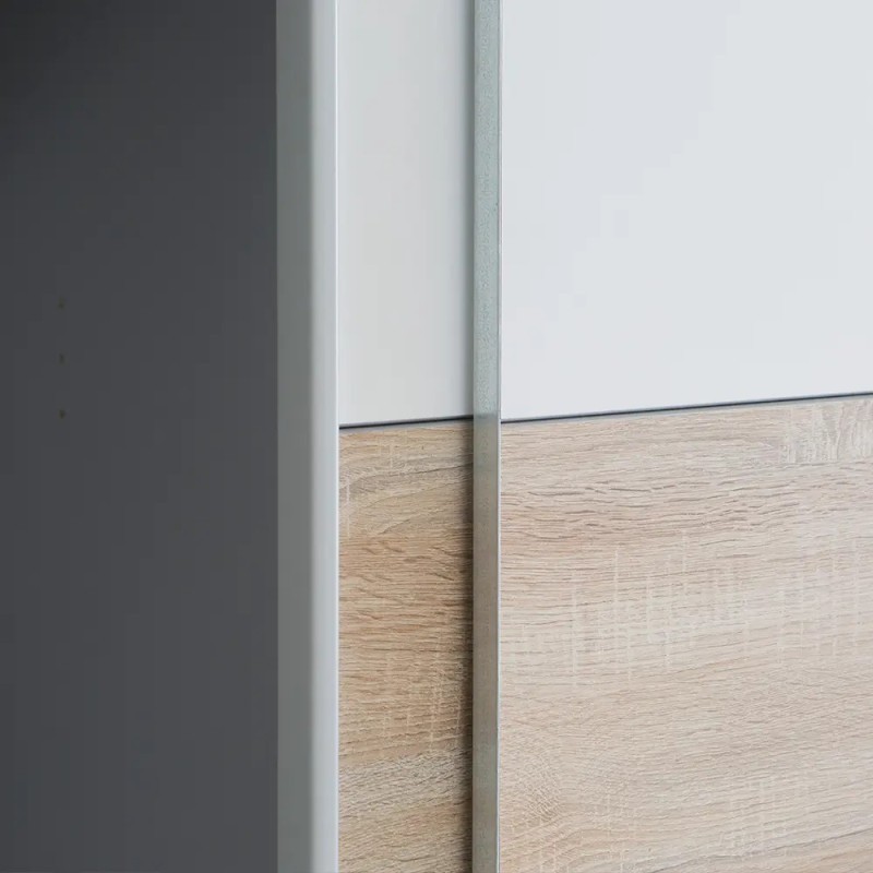 Armario Max 270cm Correderas y Batientes Blanco y Roble | Muebles TamTam