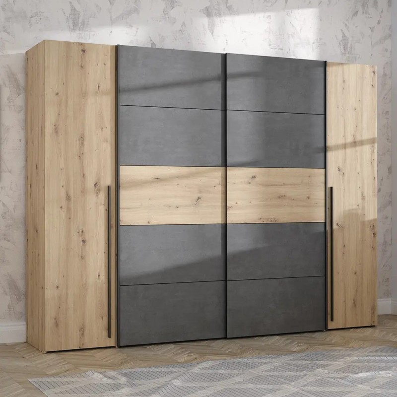 Armario Grande 270cm Negro y Roble | Muebles Tam Tam