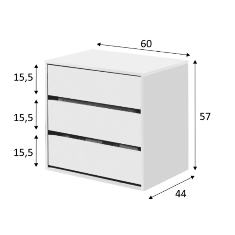 Cajonera Interior 60 cm Blanca para Armario