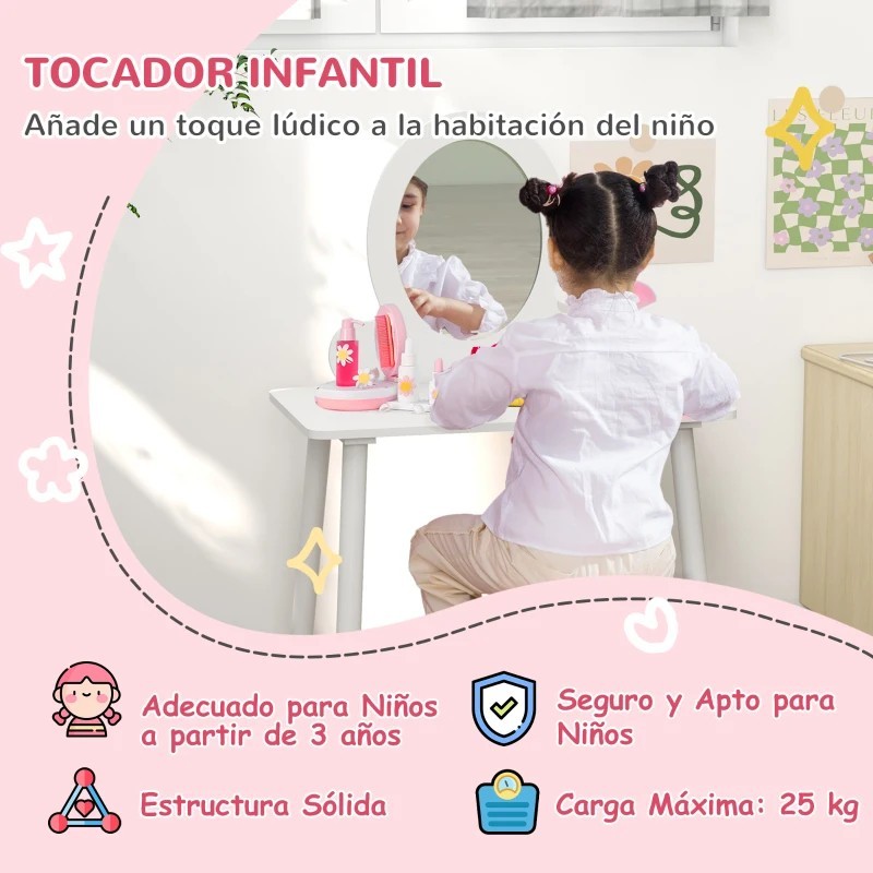 Tocador de maquillaje para niñas