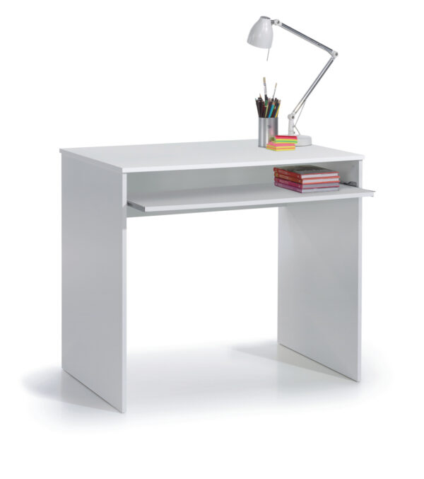 Mesa de escritorio con bandeja extraíble Blanco