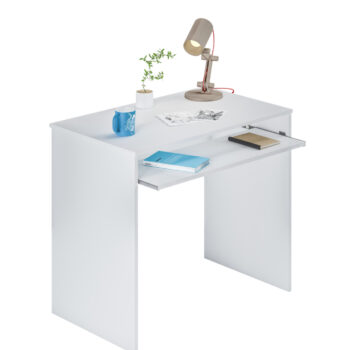 Mesa de escritorio con bandeja extraíble Blanco