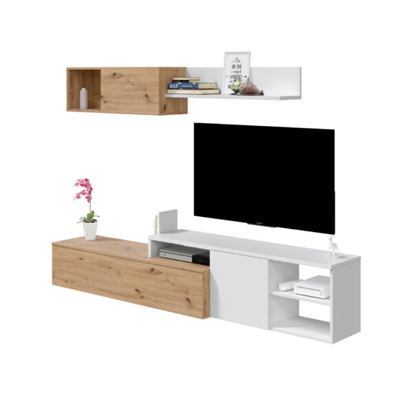 Mueble de Tv con módulo superior color Roble/Blanco Artik