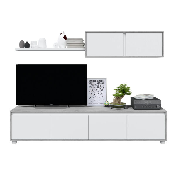 Mueble de TV con módulo superior color Cemento/Blanco Artik