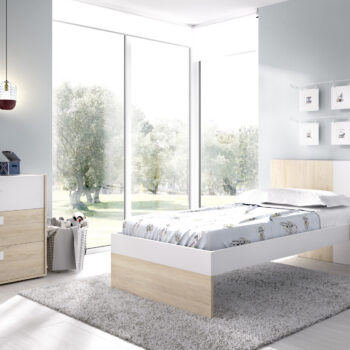 Pack super económico de dormitorio juvenil con cama + mesita + cómoda